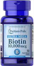 Puritan’s Pride Ultra Mega Biotin 10,000 MCG 50 Caps image 0