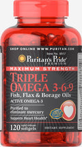 Puritan&039;s Pride Maximum Strength Triple Omega 3 - 6 - 9 Fish, Flax &038; Borage Oils - Keto Pakistan